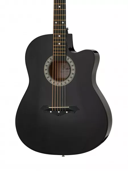Акустическая гитара с чехлом, ремнем, тюнером, черная, Foix, FFG-2039CAP-BK  рис.2 