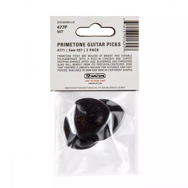 Primetone Медиаторы, 3шт, 5мм, большой круглый кончик, Dunlop, 477P507  рис.2 