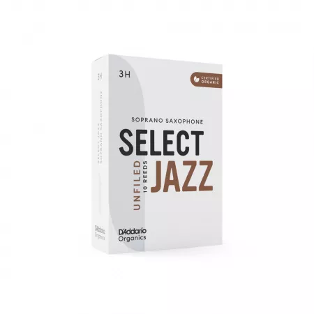Organic Select Jazz Unfiled Трости для саксофона сопрано, размер 3H, 10шт, D'Addario, ORRS10SSX3H
