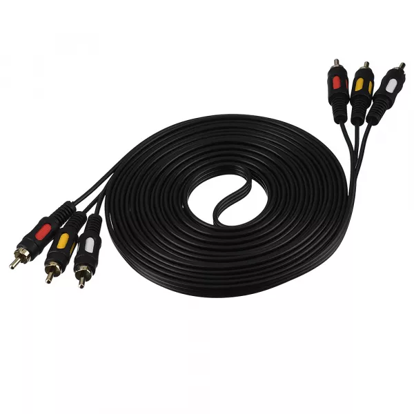 Кабель 3xRCA (m)-3xRCA (m) 5.0м ПВХ, черный, в пакете, GoPower, 00-00027486  рис.2 