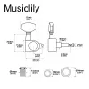 Колки для гитары 3+3, черные, Musiclily, MX1348BK-3MX1349BK-3