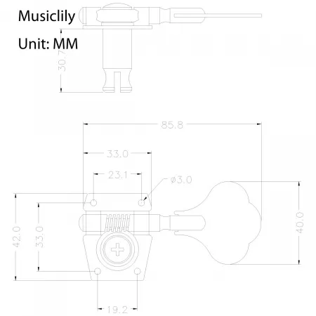 Колки для бас-гитары, 2+2, хром, Musiclily, M180-2M446-2