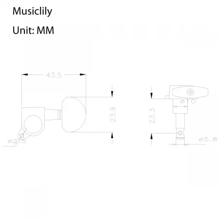 Одиночный колок для гитары, хром, Musiclily, M555