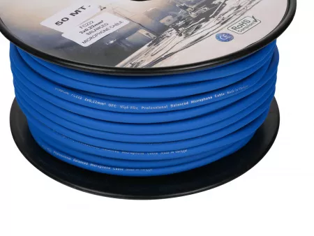 Кабель микрофонный балансный, синий, 50м, Feby Cable, FC222BL-50