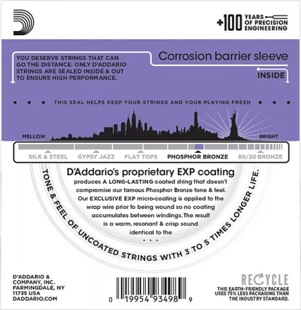 EXP26 COATED PHOSPHOR BRONZE Струны для акустической гитары Custom Light 11-52 D`Addario