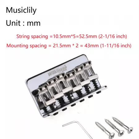 Бридж Wilkinson для Squier/Mexico Fender Strat, хром, Musiclily, MX1810CR
