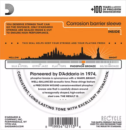 EJ15 PHOSPHOR BRONZE Струны для акустической гитары фосфорная бронза Extra Light 10-47 D`Addario