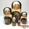 LHM10147 Матрешка "Сюжет" 5 кукольная, Хохлома