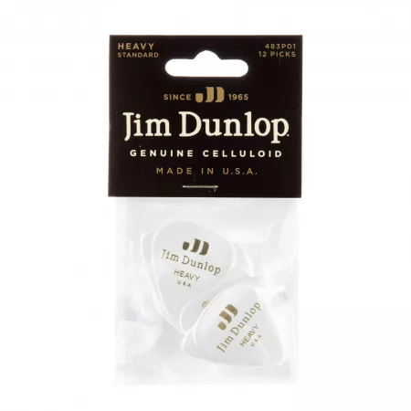 Genuine Celluloid Медиаторы, 12шт, толстые, белые, Dunlop, 483P01HV