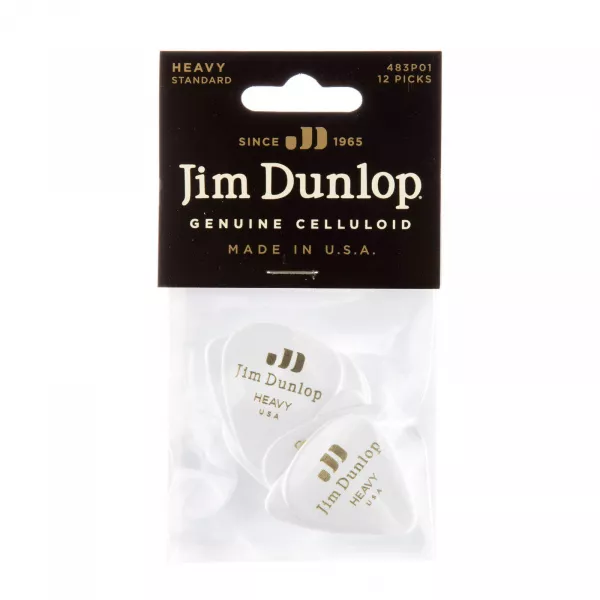 Genuine Celluloid Медиаторы, 12шт, толстые, белые, Dunlop, 483P01HV  рис.2 