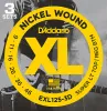EXL125-3D Nickel Wound Струны для электрогитары, SuperLightTop/Regular Bottom 9-42, 3компл D'Addario