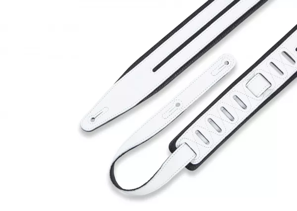 Rebel Series Ремень для гитары, кожаный, черный/белый, Levy's, MG317DRS-BLK-WHT  рис.2 