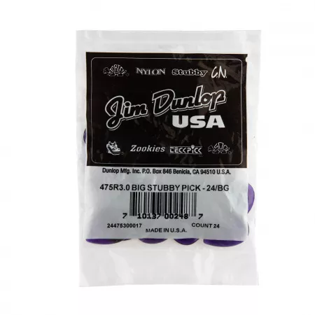 Big Stubby Медиаторы 24шт, толщина 3,0мм, Dunlop, 475R3.0