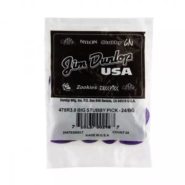Big Stubby Медиаторы 24шт, толщина 3,0мм, Dunlop, 475R3.0  рис.2 
