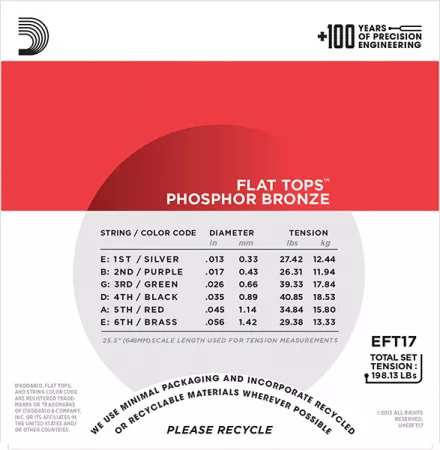 EFT17 FLAT TOPS Струны для акустической гитары фосфорная бронза, полу-плоская оплетка, Medium 13-56