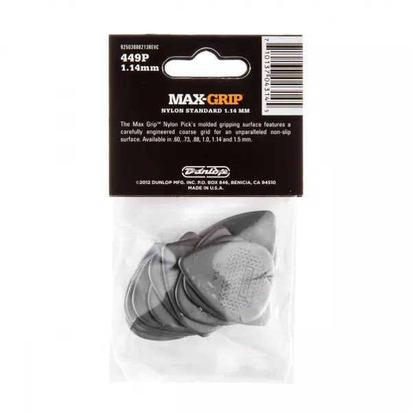 Max-Grip Nylon Standard Медиаторы 12шт, толщина 1,14мм, Dunlop, 449P1.14  рис.2 
