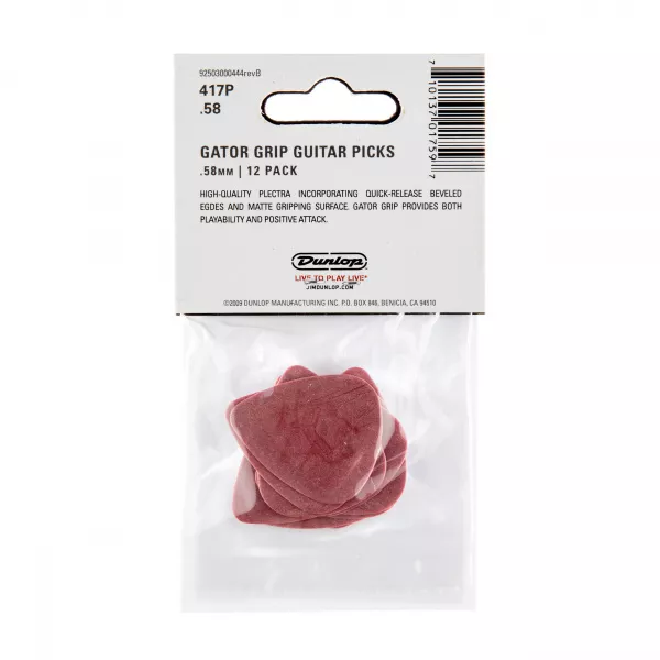 Gator Grip Медиаторы, 12шт, толщина 0,58мм, Dunlop, 417P.58  рис.2 