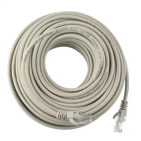 Патч-корд RJ-45 (m)-RJ-45 (m) 20.0м кат.5е ПВХ 26AWG, серый, в пакете, GoPower, 00-00027477