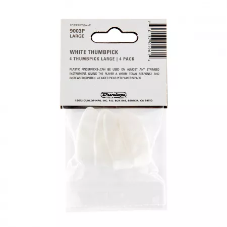 Медиаторы на большой палец 4шт, большие, белые, Dunlop, 9003P