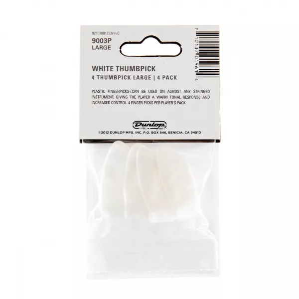 Медиаторы на большой палец 4шт, большие, белые, Dunlop, 9003P  рис.2 