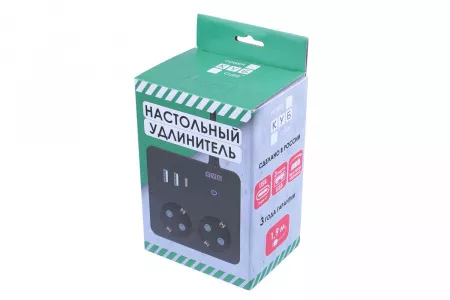 PowerCube Удлинитель, 2 розетки, 3 USB-порта, Электрическая мануфактура, PC-1B-2M