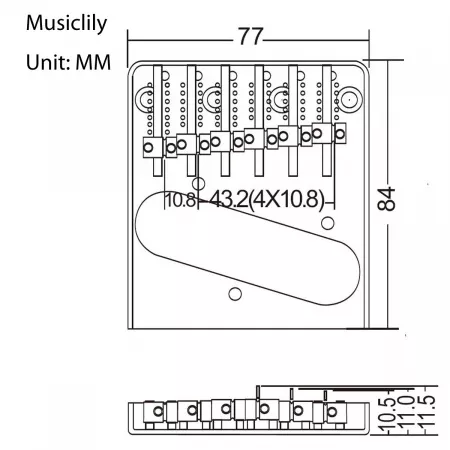 Бридж для электрогитары, Telecaster, хром, Musiclily, MX1273CR