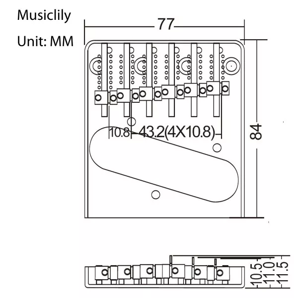 Бридж для электрогитары, Telecaster, хром, Musiclily, MX1273CR  рис.2 
