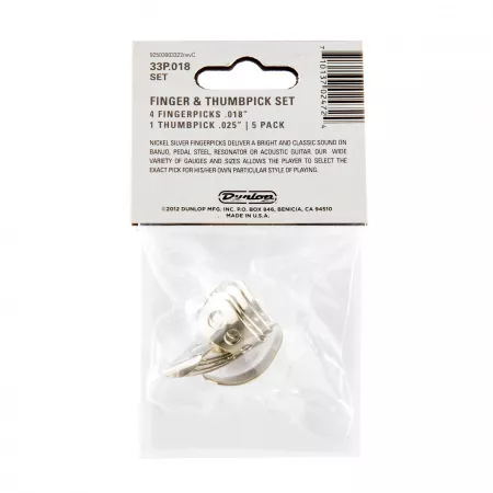 Nickel Silver Медиаторы на палец 5шт, нейзильбер, толщина .018, Dunlop, 33P.018