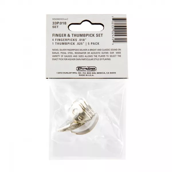 Nickel Silver Медиаторы на палец 5шт, нейзильбер, толщина .018, Dunlop, 33P.018  рис.2 