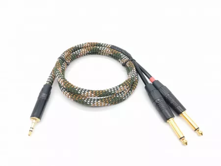 Кабель аудио 3.5-2х6.3мм, 1.25м, в оплетке, ZZcable, G46-3,5-2J-0125-Z