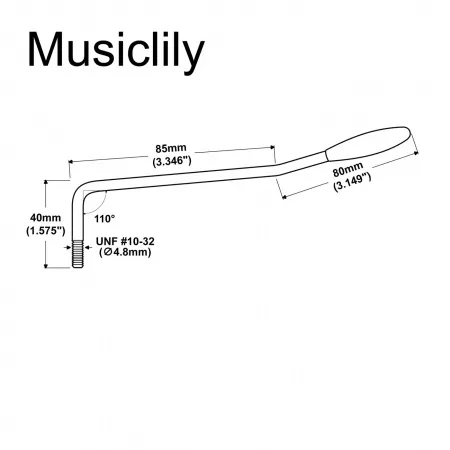 Рычаг тремоло Strat Style, 4.8мм, черный, Musiclily, MX2208BK