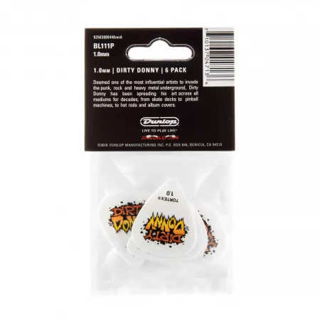 Dirty Donny S1 Медиаторы 6шт, толщина 1.0мм, Dunlop, BL111P1.0