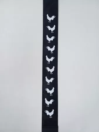 Ремень для гитары, черный, аппликация Петух, MEZZO, MZ-RGE-7-1ApCockBk