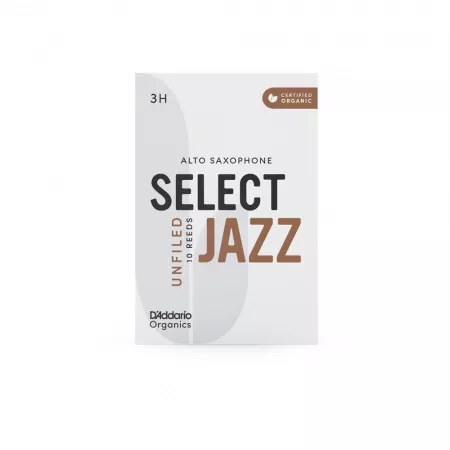 Organic Select Jazz Unfiled Трости для саксофона альт, размер 3H, 10шт, D'Addario, ORRS10ASX3H