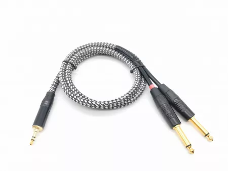 Кабель аудио 3.5-2х6.3мм, 1.25м, в оплетке, ZZcable, G46-3,5-2J-0125-Z