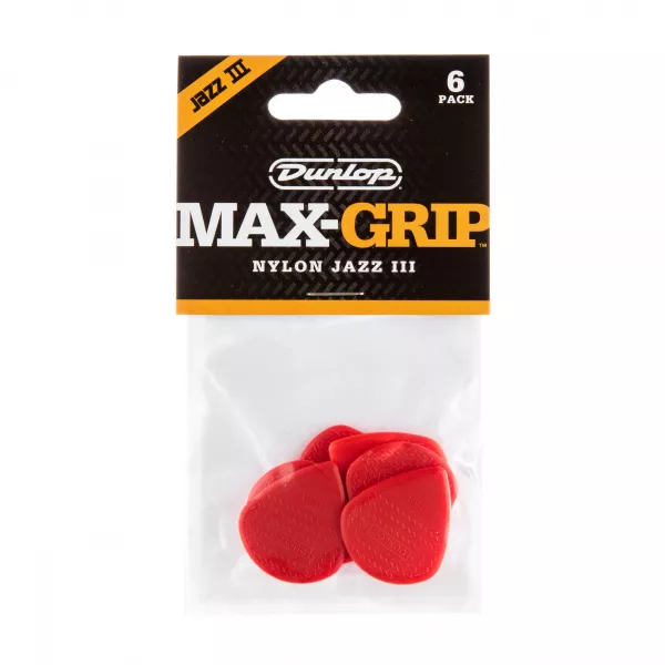 Max-Grip Nylon Jazz III Медиаторы 6шт, толщина 1,38мм, красные, Dunlop, 471P3N  рис.2 