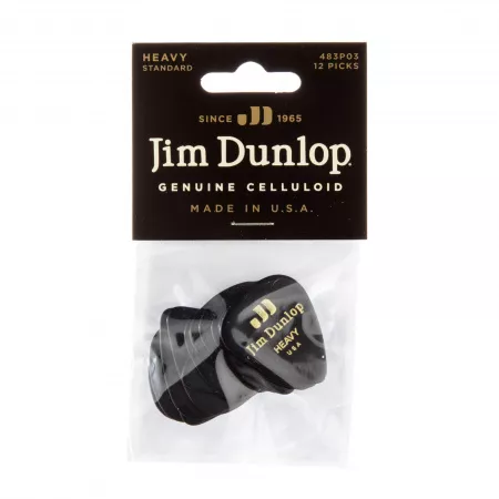 Genuine Celluloid Медиаторы, 12шт, толстые, черные, Dunlop, 483P03HV