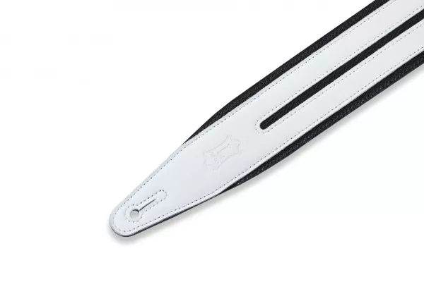 Rebel Series Ремень для гитары, кожаный, черный/белый, Levy's, MG317DRS-BLK-WHT  рис.2 