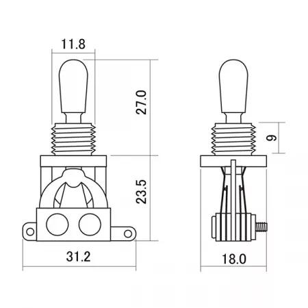 YM-T20G-2 Переключатель 3-х позиционный, золотистый, Hosco