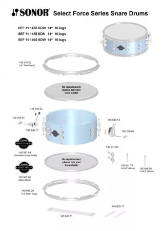 14594792 Лаги малого барабана lug SD Chrome SMF  SFX ESF SEF ASC Sonor