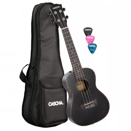 Mahogany Series Укулеле концертный, с чехлом, черный, Cascha, HH-2300