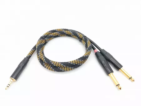 Кабель аудио 3.5-2х6.3мм, 1.25м, в оплетке, ZZcable, G46-3,5-2J-0125-Z