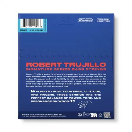 Robert Trujillo Комплект струн для 5-струнной бас-гитары, сталь, 45-130, Dunlop, RTS45130