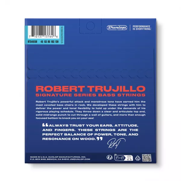 Robert Trujillo Комплект струн для 5-струнной бас-гитары, сталь, 45-130, Dunlop, RTS45130  рис.2 