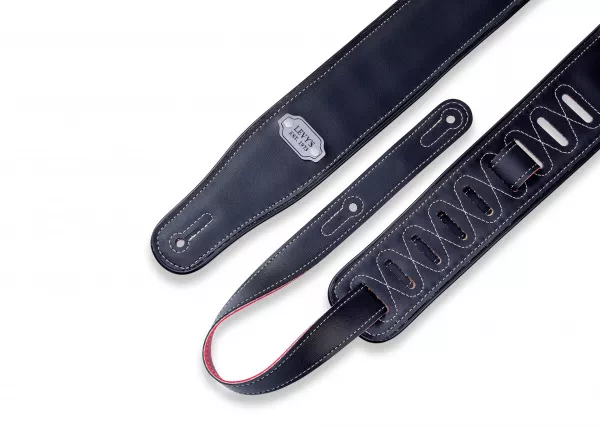 Rebel Series Ремень для гитары, винил, двусторонний, красный/черный, Levy's, M26VP-RED-BLK  рис.2 