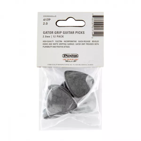 Gator Grip Медиаторы, 12шт, толщина 2,00мм, Dunlop, 417P2.0  рис.2 