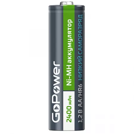 Ready-to-Use Аккумулятор предзаряженный AA/HR6 Ni-MH, 2400мАч, 2шт, GoPower, 00-00018320