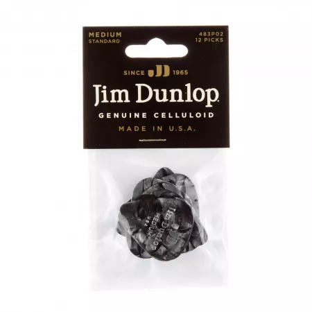 Genuine Celluloid Медиаторы, 12шт, средние, черный перламутр, Dunlop, 483P02MD