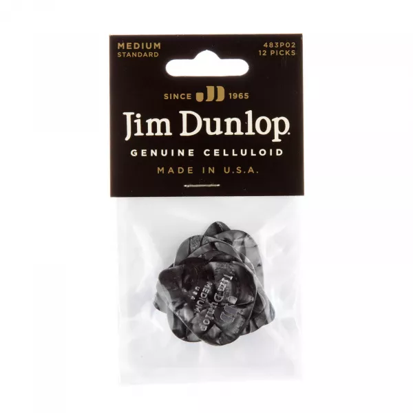 Genuine Celluloid Медиаторы, 12шт, средние, черный перламутр, Dunlop, 483P02MD  рис.2 