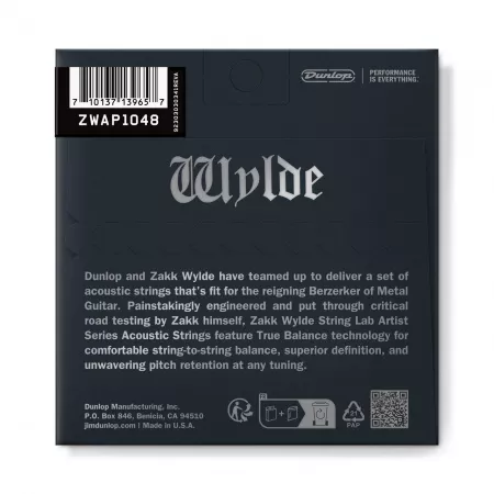 Zakk Wylde Комплект струн для акустической гитары, 10-48, Dunlop, ZWAP1048
